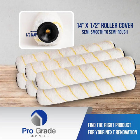 Microfiber Paint Roller Covers 1/2 Inch Nap By 14 Inches, 6 Pack, No Shed, Smooth Finish For Walls And Ceilings, Crack Resistant Core
