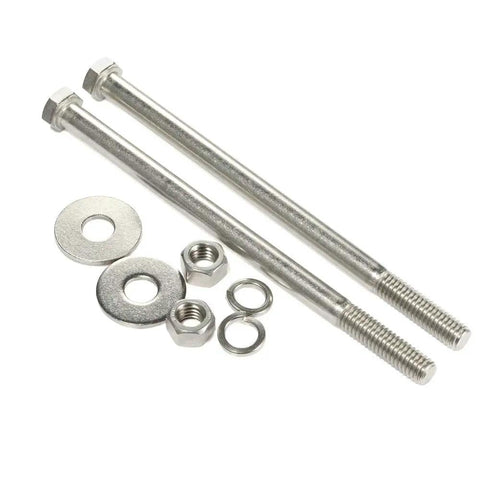 Heavy Duty 3/8-16 Inch Hex Head Bolts With Nuts And Thick Flat And Lock Washers, Partially Threaded, Stainless Steel 18-8 Plain Finish