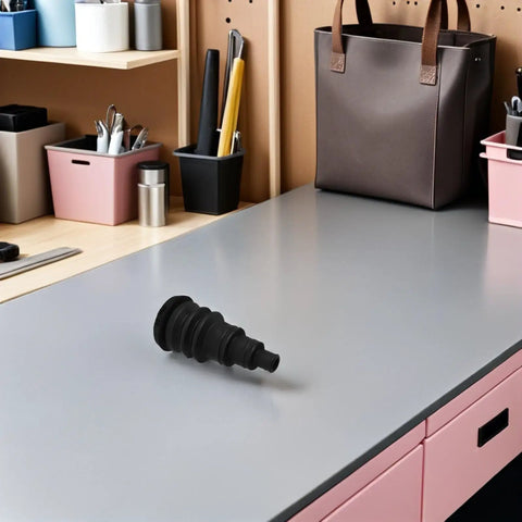Rugged Rubber Grommet Kit For Automotive Wiring Harnesses And Wire Bundles Fits Three Eighths To One Inch Wires Durable Black Seals For DIY Install And Vehicle Cabling That Works Like A Charm. Black rubber grommet on workbench for 3/8 to 1 in wiring
