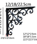Built Tough Heavy Duty Cast Iron Wall Shelf Brackets Rust Proof 90 Degree Corner Braces 12/18/22.5cm sizes for sturdy support.