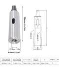 Rock Solid C45 Steel Taper Drill Sleeve And Taper Shank Adapter For Heavy Duty Machine Shops, showing dimensions and details.