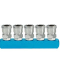 Five Way 1/2 Inch Manifold Block Splitter For Air Hose Inline Fittings Iron Pneumatic Air Compressor Manifold Block Distributor