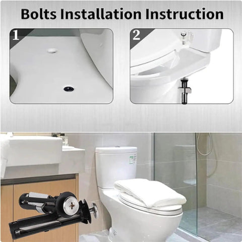 Heavy Duty Toilet Seat Fastener Kit With 304 Stainless Steel Locking Bolts Replacement Hardware For Easy Install Screws With Washers And Nuts Anti Wobble Design Rust Resistant 2 Pack, toilet seat bolt install