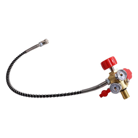 DIN Valve Scuba Adapter With Gauge M18x1.5 DIN Thread High Pressure 4500 Psi 300 Bar PCP Paintball Filling Station with 24 Inch Soft Hose