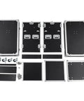 14U PA DJ Rack Heavy Duty Mobile Audio Equipment Cabinet parts laid out including panels and wheels.