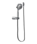 Four Function Eco Performance Handheld Shower With 69 Inch Hose And Wall Bracket, chrome finish, side view