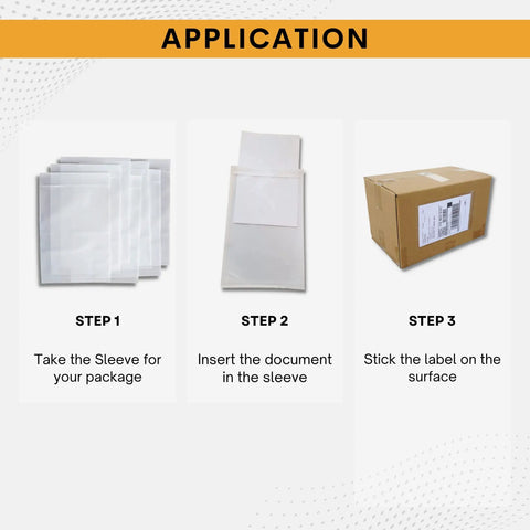 Clear Self Adhesive Shipping Label Sleeves 6x10 Inch Packing Slip Pouches Waterproof Envelopes showing application steps