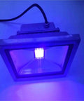 Badass 300W UV LED Curing Lamp Straight Shooter For Fast Cure Resin And PCB Solder 365nm 395nm 405nm Wavelength close-up view with glowing LED.