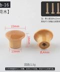 Two round wooden cabinet knobs with screws, dimensions 23mm x 18mm, part of 8 Pack Round Wooden Cabinet Knobs And Drawer Pulls