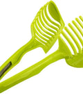 Green Tomato And Lemon Food Tongs Manual Fruit Tool Round Fruit And Vegetable Cutting Holder Handy Unpowered Kitchen Gadget