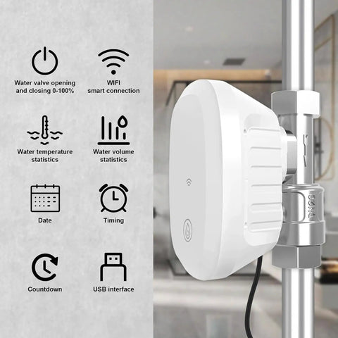 Smart Water Valve 1 Inch DN25 With WiFi Remote And Auto Watering Timer For Hose And Sprinklers, white unit close-up