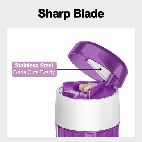3 In 1 Pill Crusher With Cutter And Storage Box Fine Powder Grinder With Brush Easy One Hand Use No Fuss For Seniors And Pets