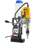 Heavy Duty Electric Magnetic Drill Press With Rock Solid Magnet Base Pro 1100 Watt Motor, features control panel and sturdy base.