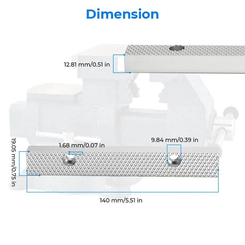 Shop Floor Approved Aluminum Vise Jaws With Offset Build Designed To Hold Firm At 5 1/2 Inches Wide And 3 Inch Center Spacing, dimension details.