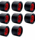 8 Pack 58mm By 39mm Inline And Skateboard Wheel Set 95A Hardness With 16 608RS Bearings, Spacers And Wrench, black and red design