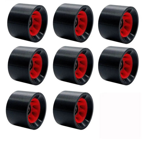 8 Pack 58mm By 39mm Inline And Skateboard Wheel Set 95A Hardness With 16 608RS Bearings, Spacers And Wrench, black and red design