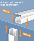 116 Inch Cord Hider Kit For Walls And Wall Mounted TVs Paintable Cable Raceway White snap-on and slide-on view