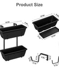 Product size diagram of Level Up Your Porch Decor With This Ace Two Tier Railing Planter Box Set Black Window Boxes dimensions.
