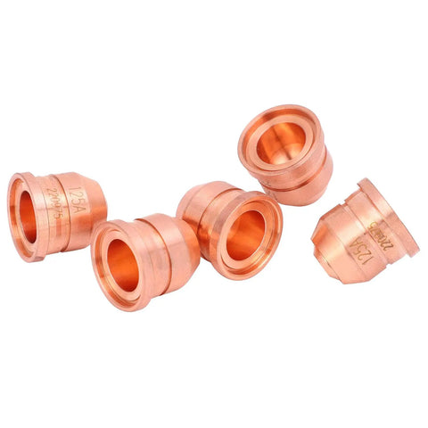 5Pcs Copper Plasma Cutter Nozzle, Electrode Tip, Spray Head Pro Grade Accessories Kit For 125A Cut Machines, High Temp Copper Tips