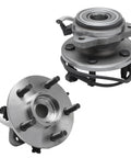 4WD Front Wheel Bearing Hubs Replacement Set For Ford Ranger Explorer Sport Trac Mercury Mountaineer And Mazda B4000 Pair Hubs With ABS Beefed Up Wheel Hub Assembly For Easy Install, showing two 5-bolt front hubs with ABS sensor wiring.