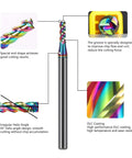 AYCHOLIZ end mill 1/16 in solid carbide flat, 3-flute, DLC-coated, front view