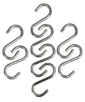 Close-up of 200 Piece 1 Inch Stainless Steel S Hooks For Curtain Hanging DIY Jewelry Pet Name Tags Key Rings Craft Assembly And Hella Versatile Mini Hardware Connector Clips.