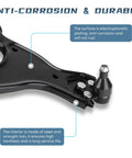 Front lower control arm with ball joint, black steel suspension component for GM SUVs
