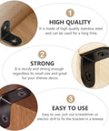 Black Stainless Steel Right Angle Corner Brackets Set With Screws 18 Piece shown in wood installation for home DIY