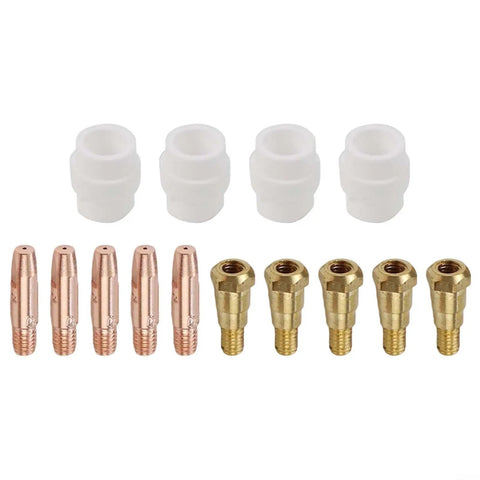 Essential MIG Welding Consumables Kit 0.8mm Tips for 24KD Torch, Rock Solid Compatibility, Includes 5 Contact Tips, 5 Tip Holders, and 4 Gas Diffusers, Red Copper Tips for Tight Fits, Smooth Arc, And Quick Replacement. 5 contact tips, holders, and diffusers