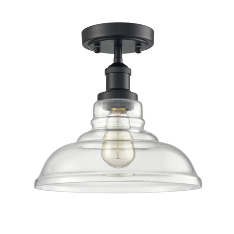 Dope Semi Flush Mount Glass Dome Ceiling Light Fixture with Modern Metal Frame for Hallways Entryways Cafes Bars Corridors and Porches