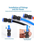 Awesome 60 Pc Pneumatic Fittings Kit With Push to Connect Pu Hose Quick Release Tube Adapters For Fast And Secure Tool Free Connections That Seals Tight Perfect For Pro DIY Pros And Garages, black fittings on air hoses