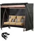 3 Seater Outdoor Swing Cover Beefed Up All Weather Protection Waterproof Patio Hammock Garden Porch Swing Canopy UV Resistant Glider Chair Cover 80 X 59 X 72 Inch covering swing with tan cushions