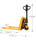 APOLLOLIFT electric pallet jack with 48-inch forks, yellow body and black handle, side view