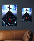 Badass Solo Leveling Metal Wall Art Poster And Dope Anime Collector Print With Heavy Duty Magnetic Mount And Crisp High Res Art hanging on wall.