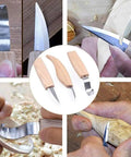 Premium Wood Carving Tools Kit Includes Hella Sharp Sloyd Knife And Hook Blade With Chip Carver for detail work and shaping.
