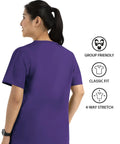 Core Unisex V Neck Top Purple With Soft Polyester Cotton Blend For All Day Comfort Tagless Design back view