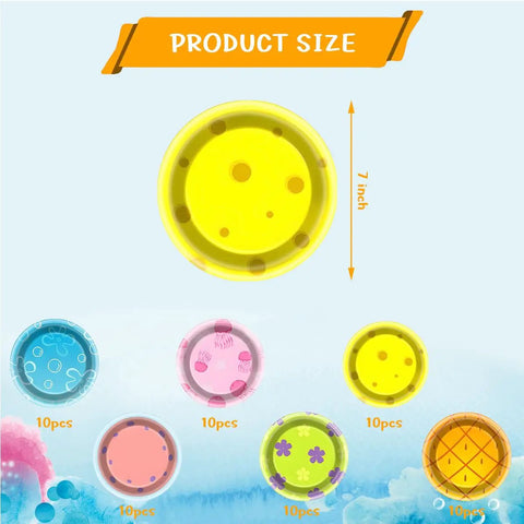 Totally Vibey Under The Sea Paper Plates 7 Inch Yellow Ocean Flower Birthday Party Tableware 60 Piece Set shown in different designs.