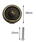 Antique Bronze Floral Pattern Drawer Pull Rings Set Of 6 With Durable Screws Vintage Zinc Alloy Dresser Pull Handles 36mm Cabinet Knob