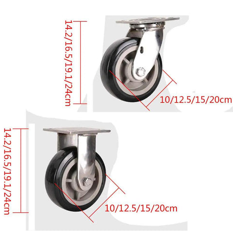 Rock Solid Heavy Duty Casters With Thick Flat Mounting Plates For Smooth Rolling Utility Cart Wheels Rust Proof 304 Stainless Steel dual bearing swivel design