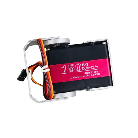 Beefy 150Kgm Heavy Hitter Digital Servo Motor 12V IP66 Waterproof Robot Servo with thickened metal gears and U bracket.