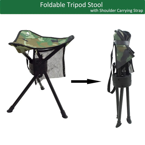 Portable Camping Swivel Folding Stool With 360 Degree Rotation Lightweight Tripod Chair for Hiking and Outdoor Use