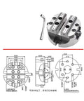 No Sweat 5 Axis Self Centering Round Vise For Heavy Duty Cnc Milling Featuring Rock Solid Zero Point Plate Interface And Game Changing 110 Mm Clamping Range with detailed measurements and tool.