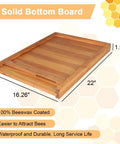 Solid bottom board for Beekeeping Essentials: 10 Frame Langstroth Beehive Parts Kit, 16.26 inches by 22 inches, beeswax coated