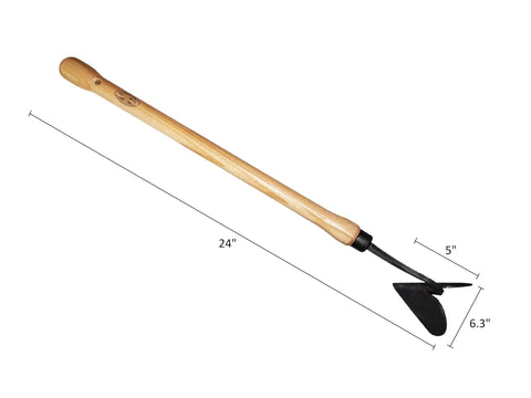 Drop Grip Hand Plow For Raised Beds And Garden Cultivation, Ash Wood Handle With Dual Bulb Grips, 22.4 Inch Furrow Opener