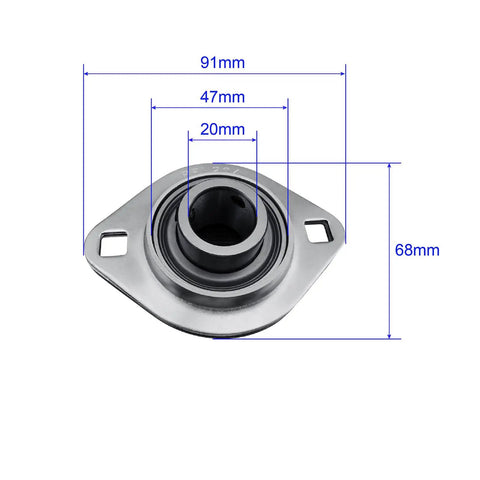 Rock Solid Flange Mounted Bearing With Pressed Steel Housing And Two Bolt Base For Smooth Shaft Rotation Internal Bore Measures Twenty Millimeters Heavy Duty Industrial Block With No Sweat Performance
