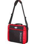 Red Dive Regulator Carry On Bag With 16 Inch Laptop Sleeve Neoprene Dive Computer Pocket and External Pocket Travel Gear
