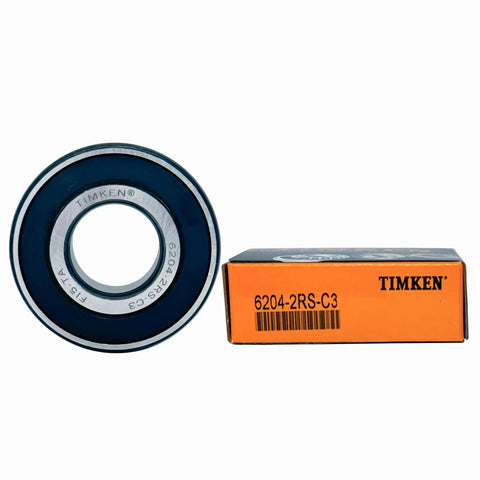 Two Pack 6204-2RSC3 Double Rubber Seal Bearings 20x47x14mm Pre Lubricated For Smooth Spin With Chrome Steel Construction, C3 Clearance