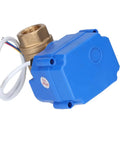 Top Tier Heavy Duty DC12V Brass Electric Ball Valve Shutoff with blue actuator and brass fitting for fast actuation.