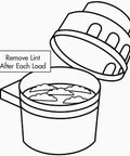 Diagram of lint reservoir for Indoor Clothes Dryer Vent Kit With 4 Inch By 5 Foot ProFlex Duct, showing lint removal instructions.