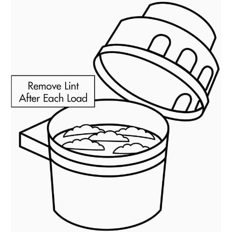 Diagram of lint reservoir for Indoor Clothes Dryer Vent Kit With 4 Inch By 5 Foot ProFlex Duct, showing lint removal instructions.